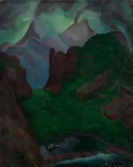 Van Vleet Tompkins, Untitled, Oil on Canvas, 1929, "Volcanoes"