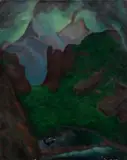 Van Vleet Tompkins, Untitled, Oil on Canvas, 1929, "Volcanoes"