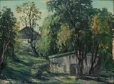 Caesare Ricciardi, Untitled, Oil on Board "Cottage in a Wooded Landscape"