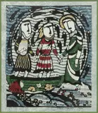 Sadoa Watanabe, Color, Woodblock on Momigami Paper "Cast Your Nets on the Other Side"
