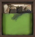 Karl Fred Dahmen, Reduktion einer Landschaft, 1975, mixed media, wood, paint and metal; framed