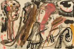 Gunter Damisch, Externat, 1985, mixed media on paper; framed