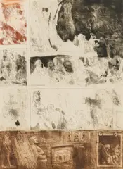 Alfred Hrdlicka, from the series: Roll over Mondrian, 1967, etching, roulette and mezzotino in two colours on paper; framed