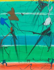 Johann Jascha, Untitled (Wiese und See), 1998, mixed media on laid paper; framed