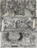 Helmut Kepplinger, Unglaubwürdiger wird durch viel Gebet gläubig, 1974/75, graphite, charcoal on paper; unframed
