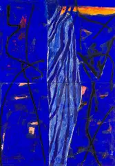 Károly Klimó, Wasser-Spiegel, mixed media, collage on fibreboard; framed