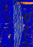 Károly Klimó, Wasser-Spiegel, mixed media, collage on fibreboard; framed