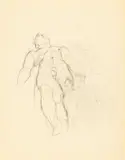 Anton Kolig, Untitled (nude), graphite on paper; unframed