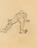 Anton Kolig, Untitled (nude), graphite on paper; framed