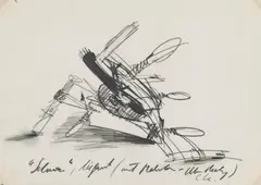 Cornelius Kolig, Untitled, 1972, graphite on ultraphan; framed