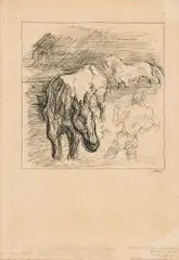 Alfred Kubin, Study for the painting "Verwilderte Pferde" from the series "Wilde Tiere, 1920, India ink on paper; framed