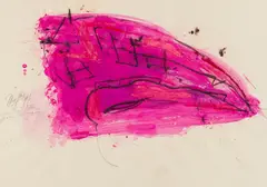 Jürgen Messensee, Untitled, 1997, gouache with glued on elements of coal on paper; framed