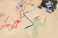Jürgen Messensee, Untitled, 1981, watercolour, coulour pencils and collage on brown; framed