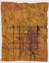 Untitled by Hermann Nitsch, 2009, etching over action painting (Schüttbild) on laid paper; unframed, sold Jun 2026