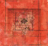 Hermann Nitsch, Untitled, 2007, etching over action painting (Schüttbild) on laid paper; unframed