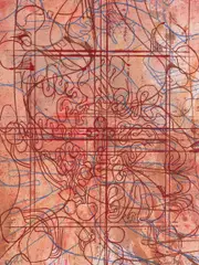 Untitled by Hermann Nitsch, 2003, etching over action painting (Schüttbild) on laid paper; framed, sold Jun 2026