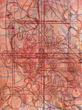 Hermann Nitsch, Untitled, 2003, etching over action painting (Schüttbild) on laid paper; framed
