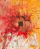 Hermann Nitsch, Untitled, 2009, etching over action painting (Schüttbild) on laid paper; framed