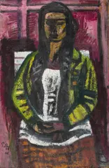 Peter Pálffy, Girl with plaits, 1942, oil on canvas; framed