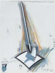 Fabrizio Plessi, VHS-Monitor, 1986, mixed media on paper; framed