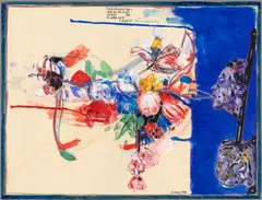 Peter Sengl, Tigerstützspeltblumen aus dem Mund lachen, 1995, mixed media on paper; unframed