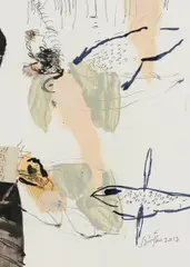 Wolfgang Stifter, Cooles Aquarium, 2017, mixed media, collage on laid paper; framed