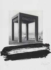 Günther Uecker, Tisch der Austreibung(after the sculpture, 1977), 2019, photograph, lithograph on laid paper; unframed