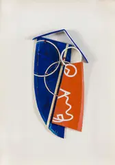 Jan Voss, Untitled, wood, mixed media, collage mounted on cardboard; framed
