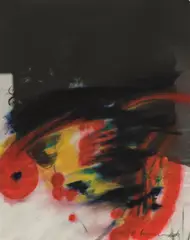 Arnulf Rainer, Kirschblüte, 1970/71, mixed media on photograph; framed