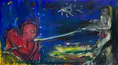 Siegfried Anzinger, Der Herztöter, 1982, acrylic on canvas; framed