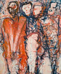 Adolf Frohner, Der bedrängte Adam, 2005, oil on canvas; framed