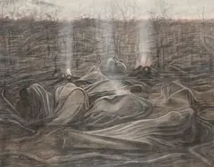 Eduard Angeli, Schlaf Nr. 2, 1978, oil pastel on canvas; framed