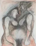 Adolf Frohner, Eins ist Zwei (Zwei ist eins), 1978, graphite, oil on canvas; framed