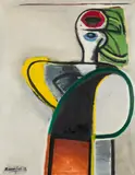Jürgen Messensee, Sitzende, 1972, acrylic on canvas; framed