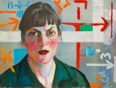 Xenia Hausner, Manhattan, overpainted print; unframed