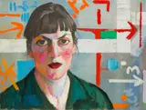 Xenia Hausner, Manhattan, overpainted print; unframed
