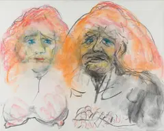 Alfred Hrdlicka, Siegmund and Sieglinde (from the series: "Nibelungentreue"), 2000, mixed media, charcoal, chalk, pastel on canvas; framed