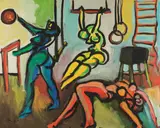 Alfred Kornberger, Drei Akte im Turnsaal, 1996, oil on canvas; unframed