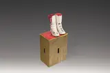 Zenita Komad, Multiple Identity, installation; mixed media, wood, bubble wrap, shoes