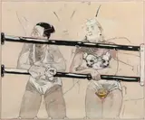 Peter Sengl, Animalische Tanzpause, 1980, oil on canvas; framed