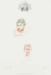 Martin Kippenberger, Portrait (hotel sketch “Kleine Kemenate”), 1996, colored pencil on paper; framed