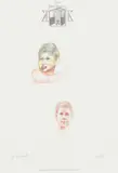Martin Kippenberger, Portrait (hotel sketch “Kleine Kemenate”), 1996, colored pencil on paper; framed