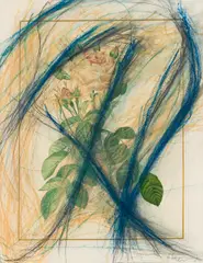 Arnulf Rainer, Untitled (Rose), 1983, mixed media on original lithograph; framed