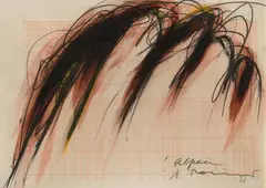 Arnulf Rainer, Alpen, 1968, mixed media on grid paper; framed