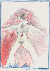 Günter Brus, Das blaue Herz, 1975, mixed media on paper; framed