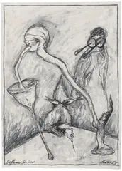 Günter Brus, Diffuser Bericht, 1984, mixed media, graphite and oil pastel on paper; framed