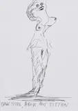 Günter Brus, Ohne Titel, aber mit Titten, India ink on paper