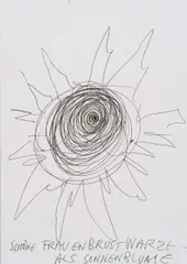 Günter Brus, Schöne Frauenbrustwarze als Sonnenblume, India ink on paper