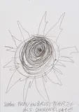 Günter Brus, Schöne Frauenbrustwarze als Sonnenblume, India ink on paper