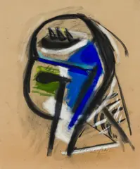Jürgen Messensee, Untitled, 1973, mixed media on brown paper; framed